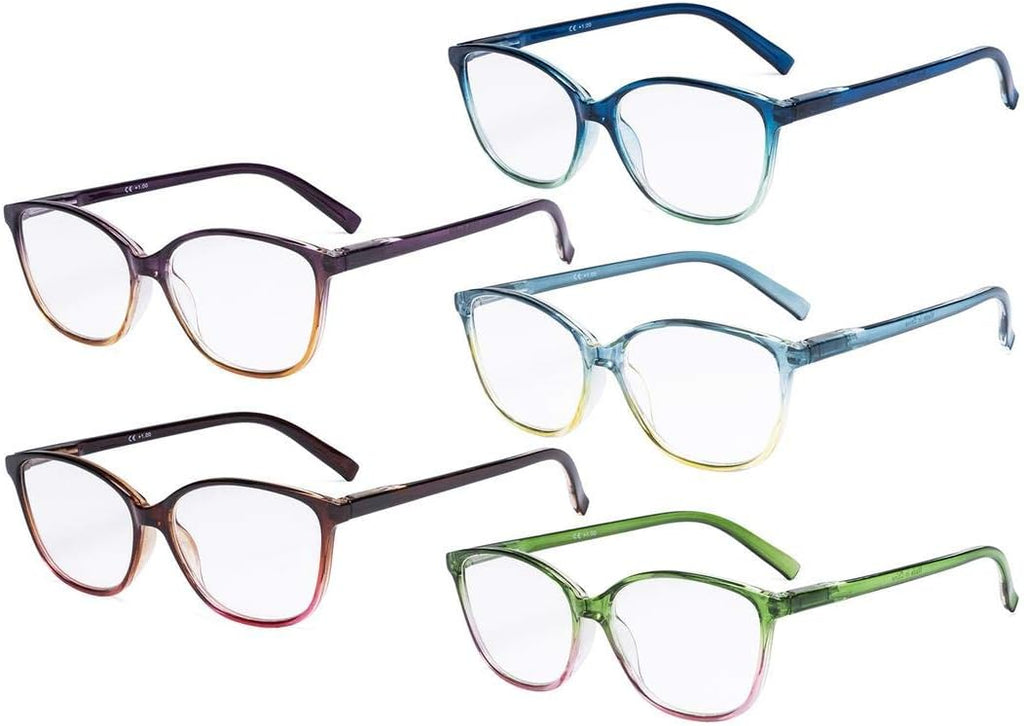 Eyekepper Ladies Reading Glasses 5 Pack Large Cat-eye Stylish Readers Women +1.25