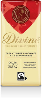 DIVINE CHOCOLATE White Chocolate Strawberry, 90 GR