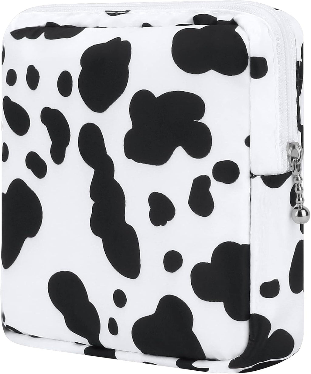 Sanitary Pad Storage Bag Portable Period Bag for Teen Pads/Sanitary Napkins/Small Tampons, Sanitary Napkin Storage Bag First Period Gifts for Teen Girls (Cow)