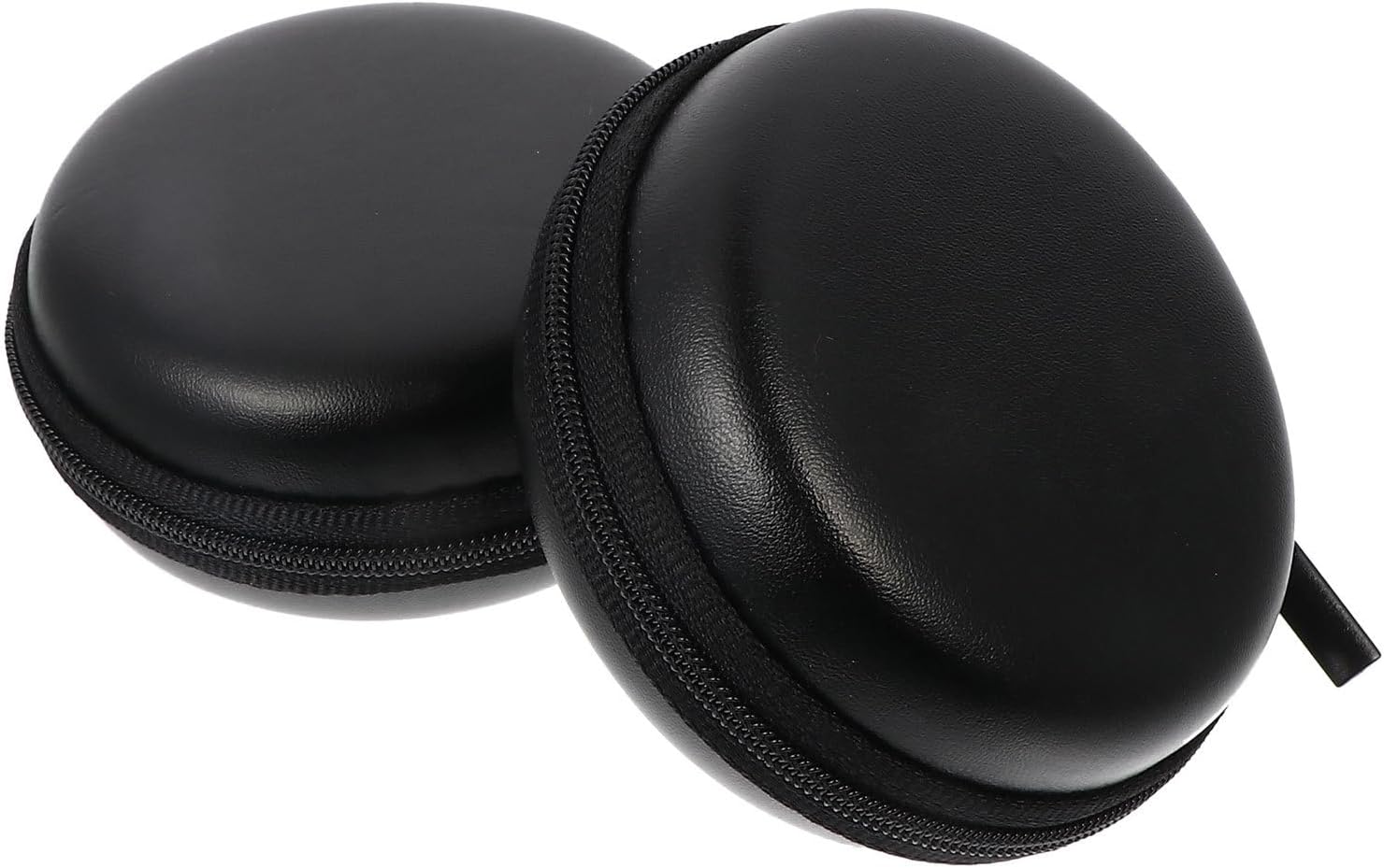 2 Pcs Black Eva Earphone Storage Bags with Cable Organizer, Compact Earbud Carrying Cases for Travel and Daily Use