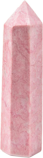 JIC Gem Natural Extra Large Pink Quartz Crystal Wand Pink Powder Opal Healing Crystal Obelisk Tower Point Decor Reiki 1.8-2.2 LBS