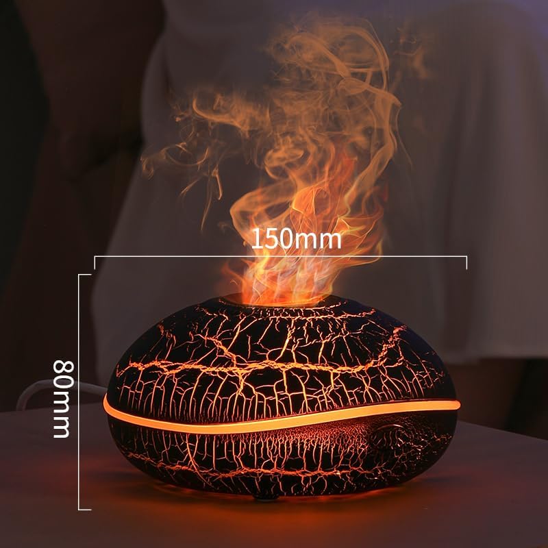 ‌Flame Aroma Diffuser & Humidifier - 7 Color Mood Light, Noiseless, Auto Shut Off, 200mL Capacity, Disc-shaped