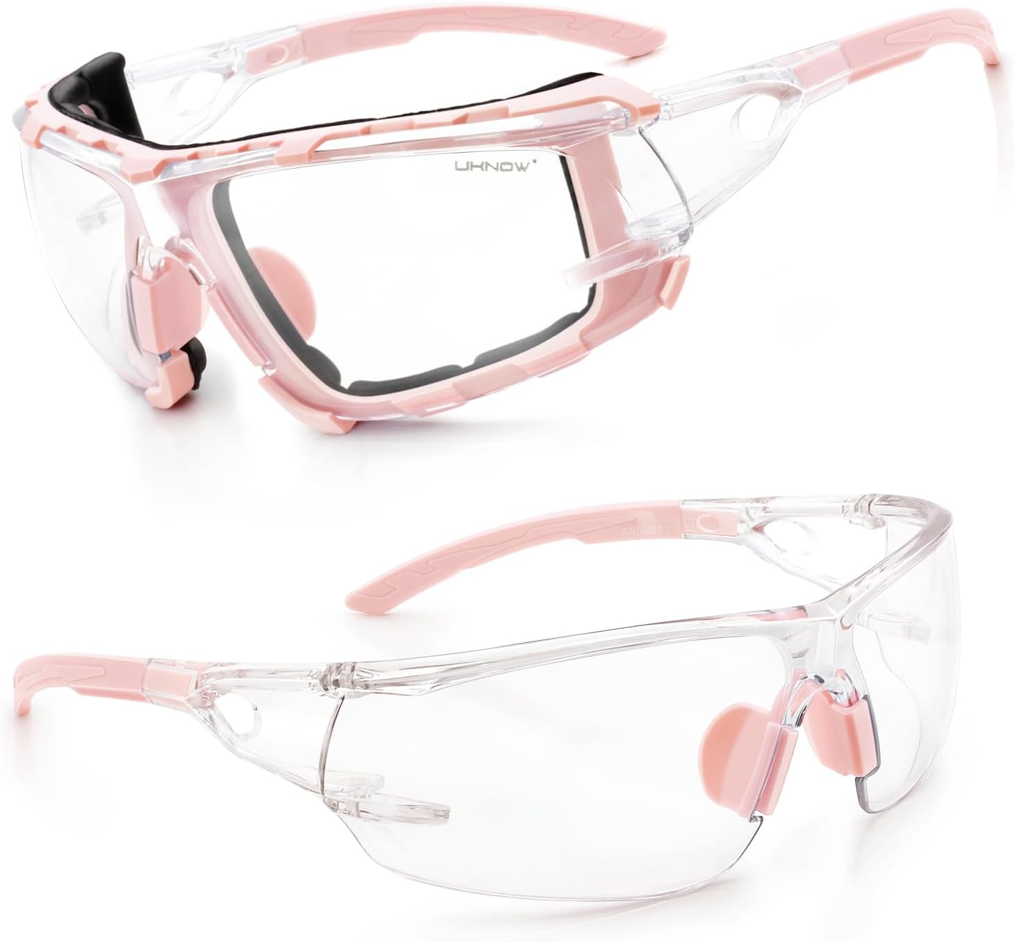 UKNOW Photochromic Safety Glasses, Scratch Resistant Wraparound Lenses, Removable Foam Gasket, ANSI Z87.1 Protective Eyewear