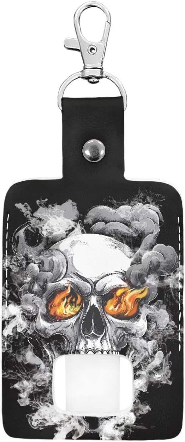 Inhaler Storage Case,Inhaler Keychains Holder with Metal Buckle for Daily Use,School,Hiking,Travel, Inhaler Not Included,Skull Smoking