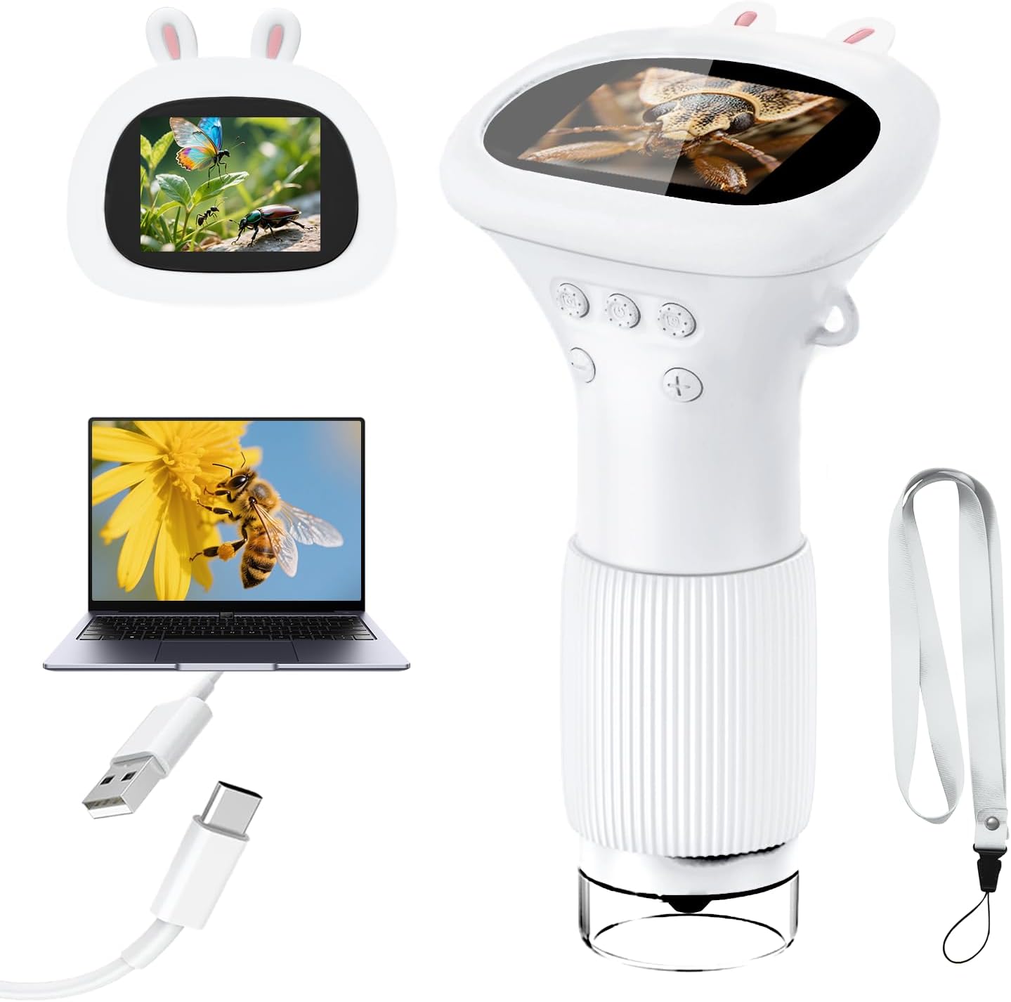 Microscope for Kids, 1000X Handheld Digital Miniscope with 2.0" Screen, Portable Pocket Microscope Education Toys Christmas Gifts for Age 3 4 5 6 7 8 9 10 Girls Boys