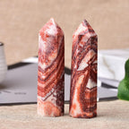 Natural Stones Point Wand Stone Hexagonal Prisms Obelisk Wand Treatment Stone Energy Ore Mineral Crafts Home Decor Gift-Pork Stone_50-60mm