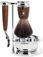 MÜHLE RYTMO Modern 4-piece Black Fiber Brush 3-Blade Razor Luxury Shaving Set