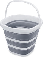 Goderewild Collapsible Bucket, 2.6 Gallon (10L) - Square Foldable Mop Bucket for House Cleaning, Car Washing, Camping - Portable Water Pail for Outdoor, RV, Travel (Grey)