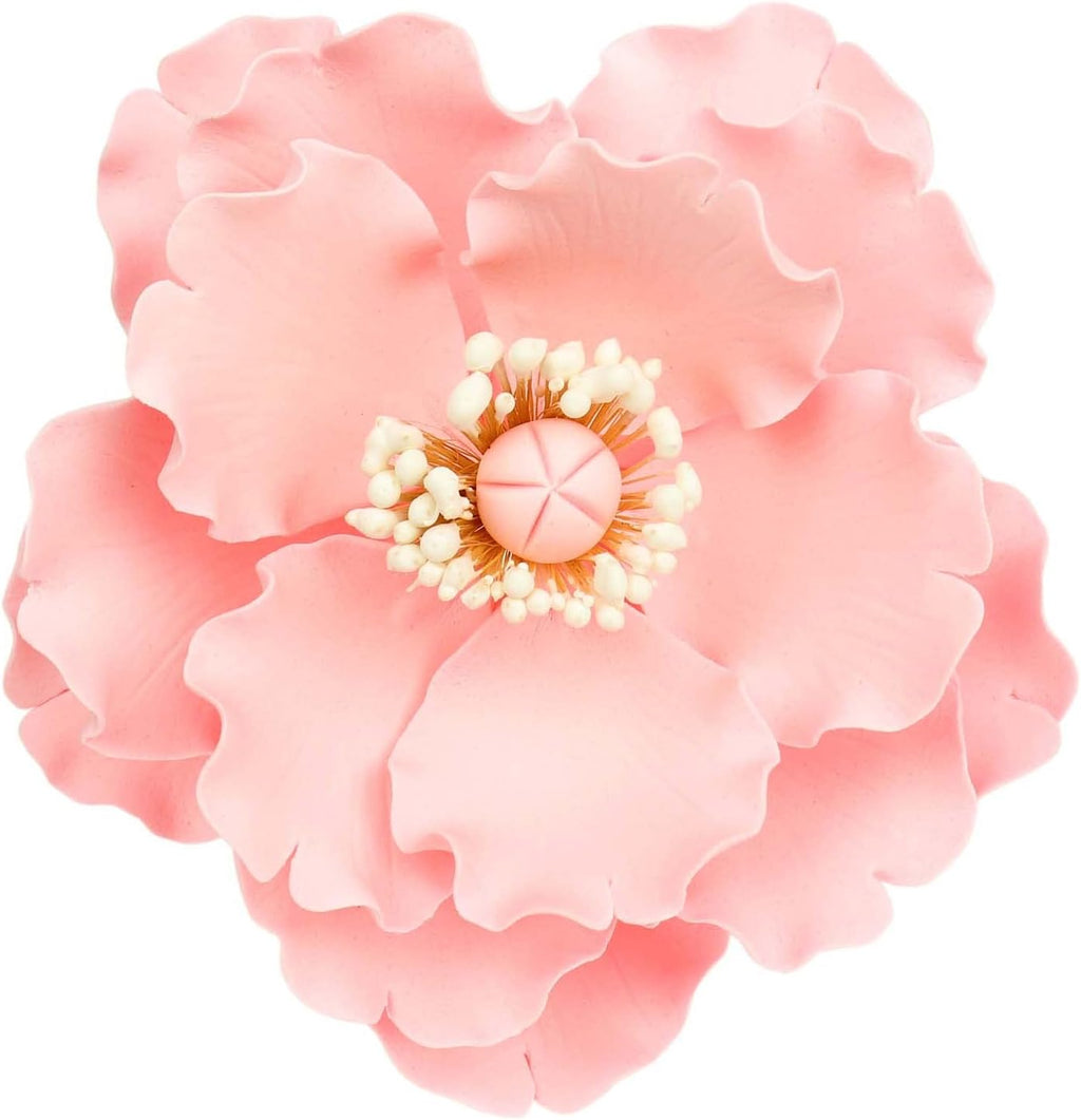 O'Creme Poppy Anemone Gumpaste Sugar Flower, 4.5 Inch - for Cake Decorating - Sugar Paste Decorations for Cakes, Cupcake Toppers - Birthday, Wedding, Valentines, Baby Shower - Set of 3 Pink