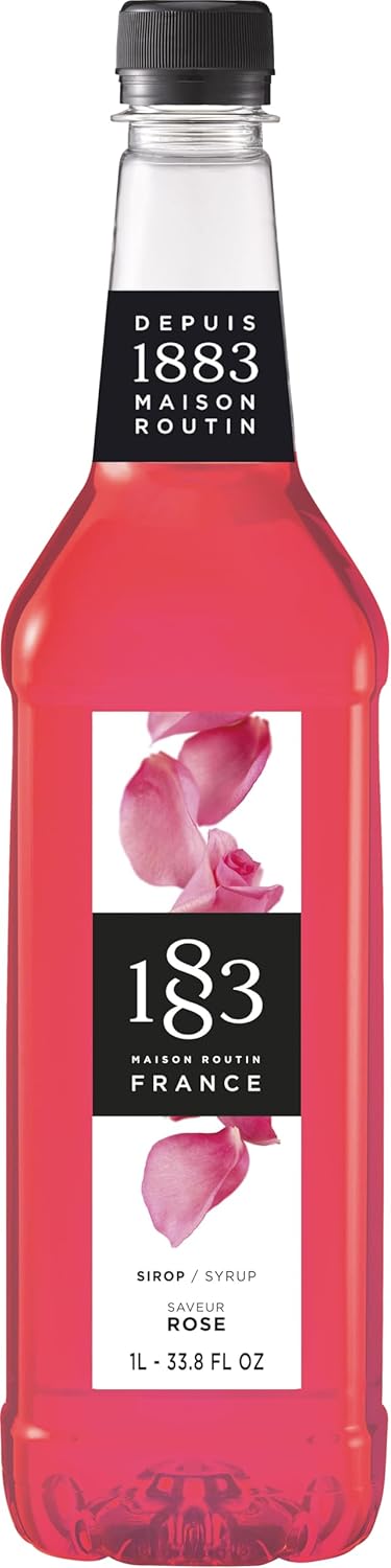 1883 Rose Syrup for Drinks, Made in France, 1 Liter Plastic Bottle