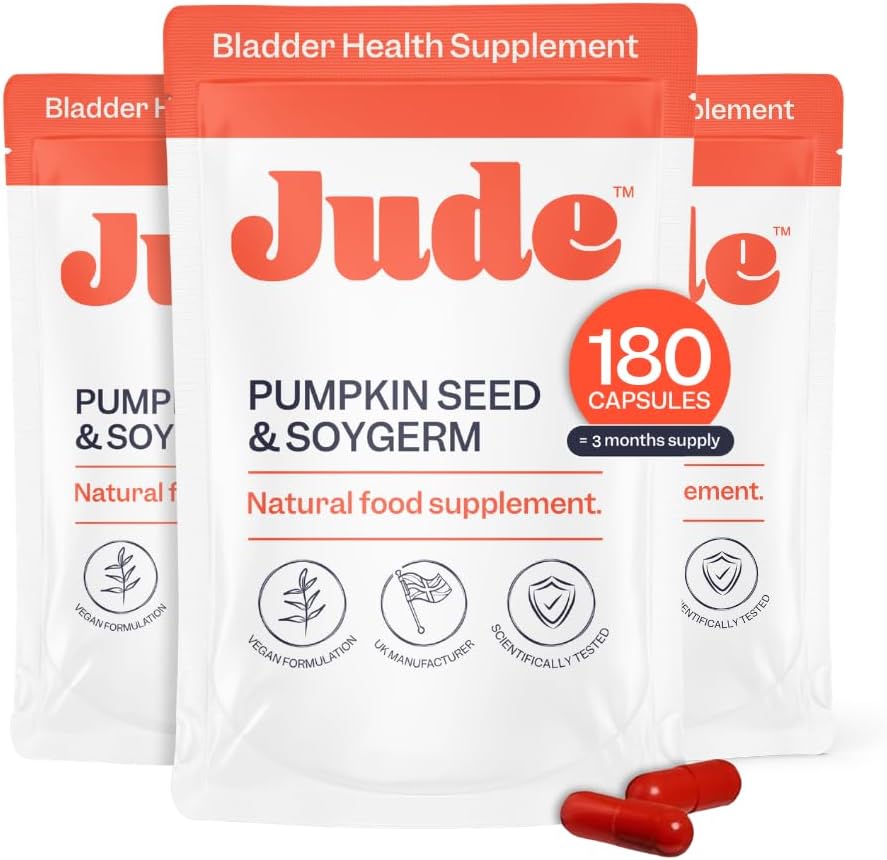 Jude Bladder Control Tablets, Daily Supplement, Reduce Leaks, Relieve Need-to-Go Urgency, Improve Sleep, Overactive Bladder Tablets, 180 Capsules