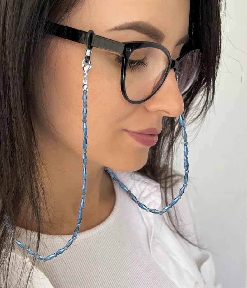 Glasses Chain for Women Eye Glasses Holders Around Neck Crystal Beaded Eyeglasses Strap Eyeglass Chain for Women