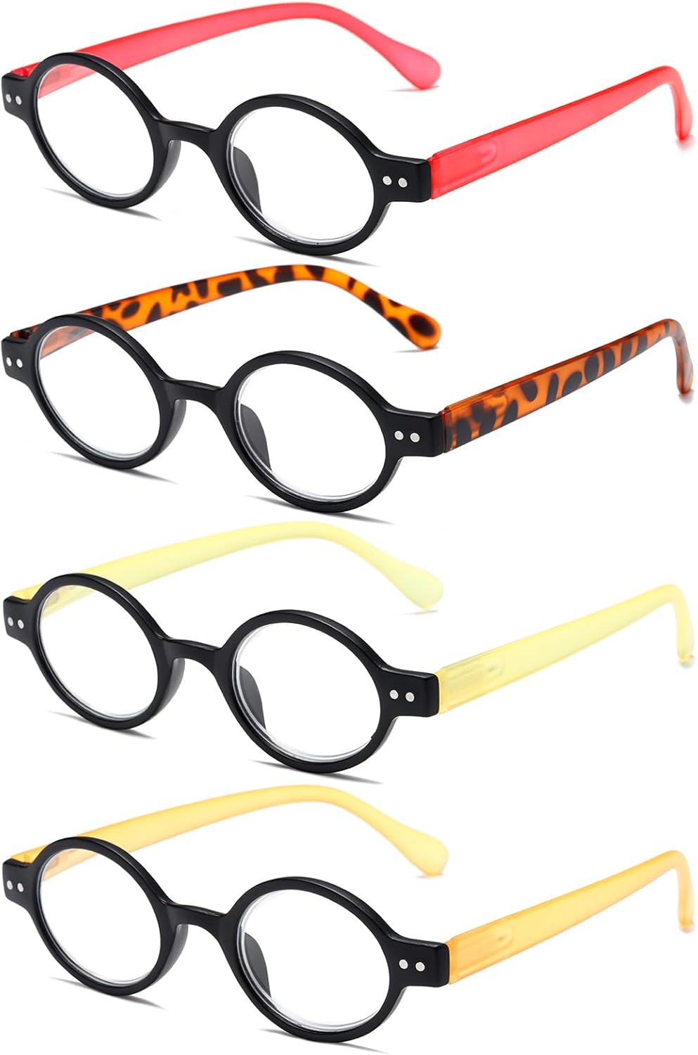 4-Pack Mini Small Round Reading Glasses Comfortable Readers for Women and Men (Multicoloured4, 1.00)