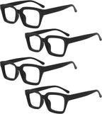 Eyekepper 4 Pack Ladies Reading Glasses - Oversized Square Design Readers for Women Black