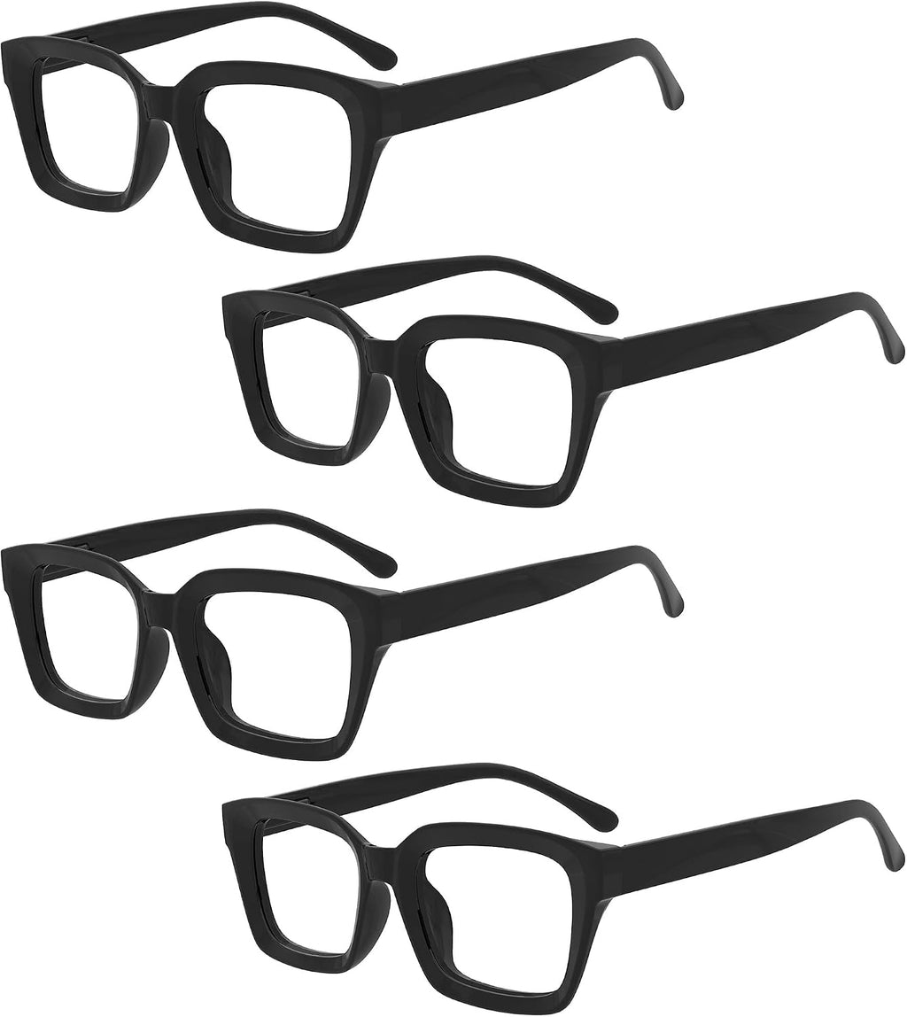 Eyekepper 4 Pack Ladies Reading Glasses - Oversized Square Design Readers for Women Black +1.50