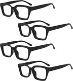 Eyekepper 4 Pack Ladies Reading Glasses - Oversized Square Design Readers for Women Black +1.50
