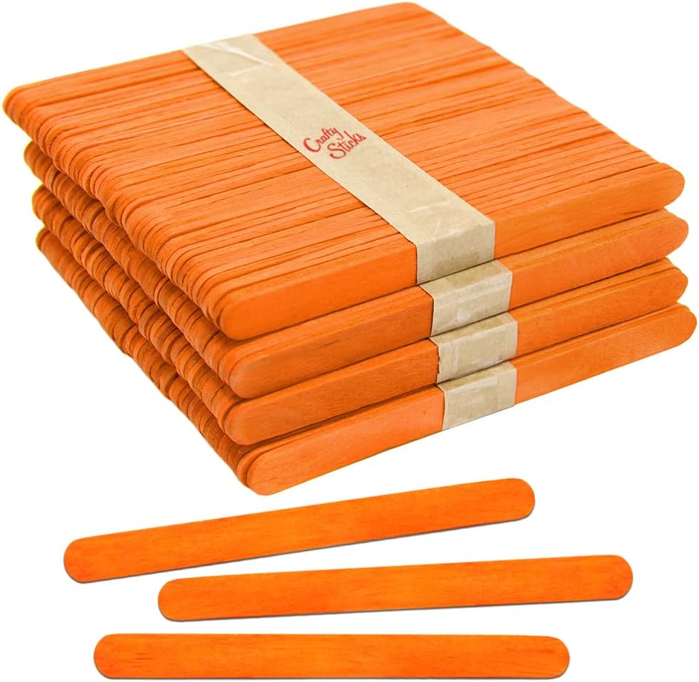 200 Pack 4.5 Inch Orange Popsicle Sticks, Wood Craft Sticks for Crafts, Learning and STEM Basics