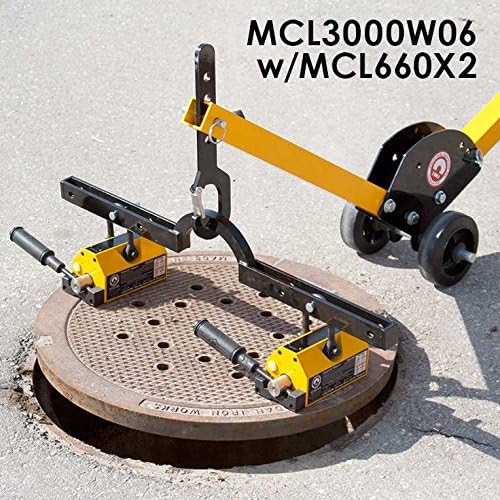 MAG-MATE MCL660X2 Adjustable Spreader Bar with Two 2 PNL0800 Lift Magnets, Made of Heavy-Duty Steel, Powder-Coated Finish, 400 lbs. Maximum Lifting Capacity