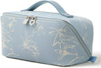 EACHY Travel Makeup Bag, Large Capacity Cosmetic Bags for Women, Waterproof Portable Pouch Open Flat Toiletry Bag Pattern Makeup Bag (F-Blue)