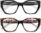 JiSoo Trendy Cat Eye Readers Oversized Stylish Cateye Reading Glasses Large Designer Readers for Women