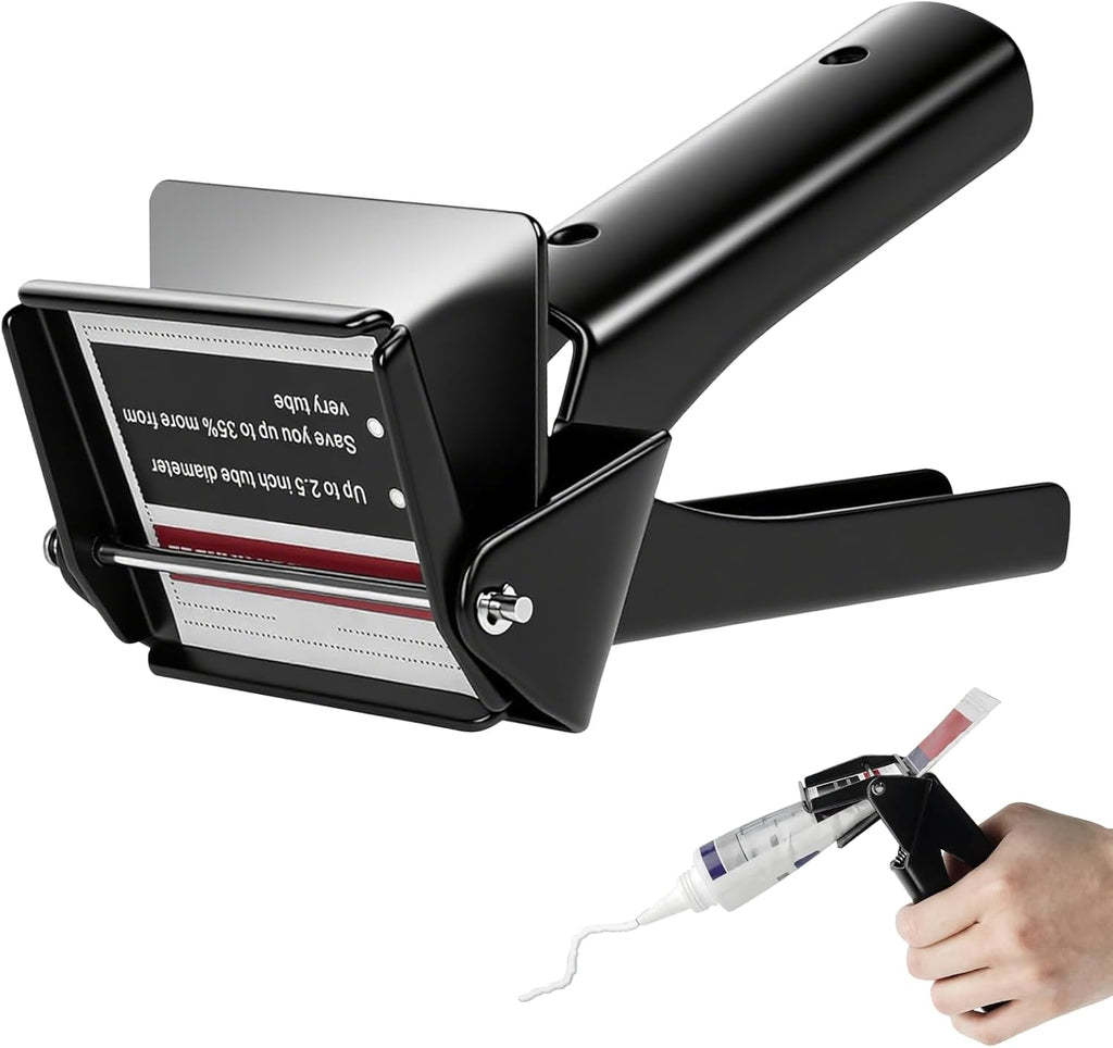 Tube Extrusion Tool, 2.5" Industrial Size Dispenser, Metal Tube Squeezer Tool, Efficient & Easy Control Silicone Extrusion Tool for RTV Tubes, Maximizing Material Use, Black