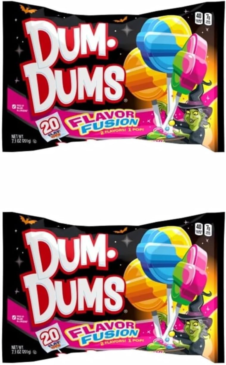 Dum Dum Flavor Fusion Lollipops - (2) 7.1oz Bags for a Total of 40 Pops - Double the Flavor, Double the Fun