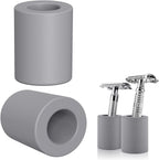 Linkidea 2 Pack Safety Razor Stand - Opening Dia 0.8" (2.2cm) Diatomite Men's Shaving Holder for Bathroom Countertops, Compatible With Vikings, Merkur Double Edge Safety Razor (Grey)