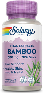 SOLARAY Bamboo Silica Supplement for Men & Women - Bamboo Stem Extract Capsules for Skin, Hair, & Nails, 600 mg per Serving, Herbal Support for Collagen Production, Vegan - 60 Veg Cap Ct