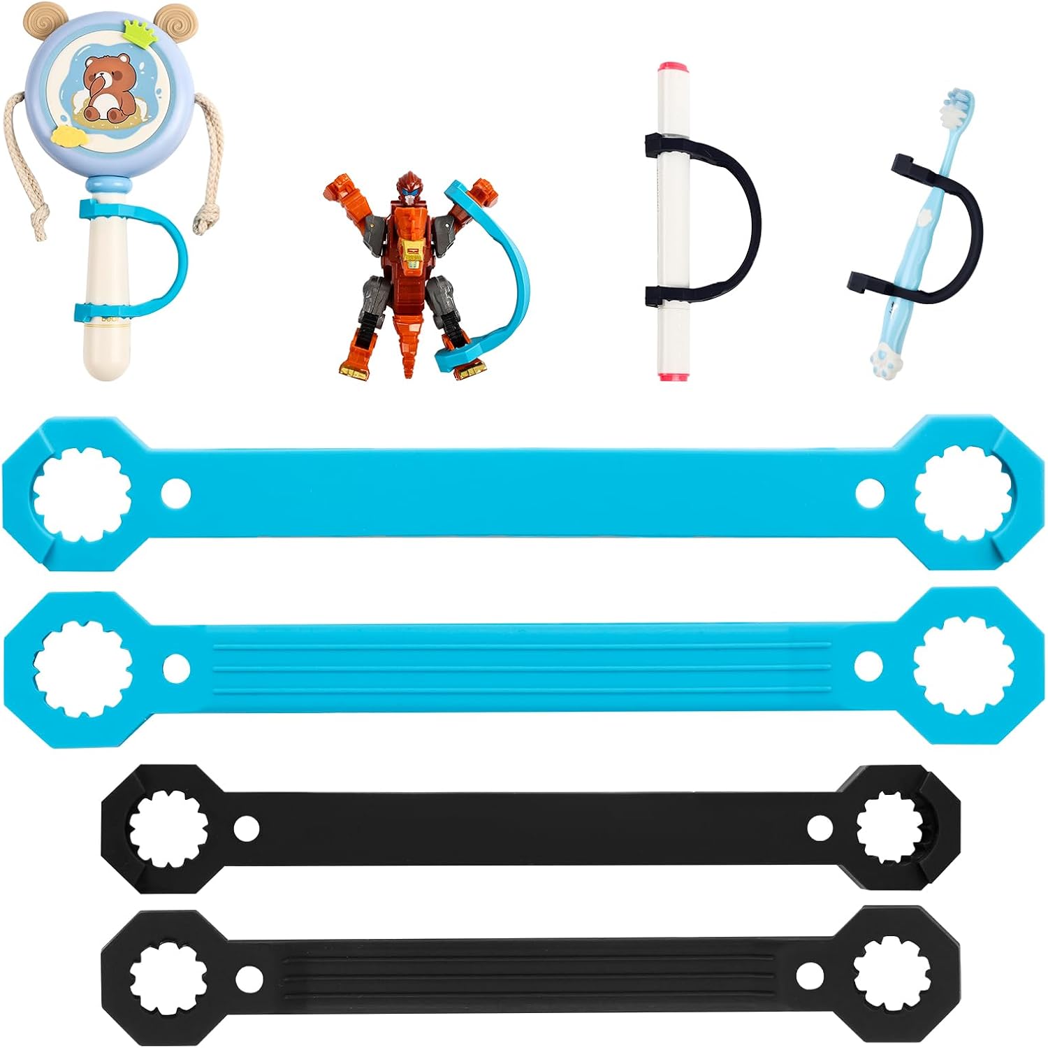 4 Pack Silicone Adaptive Aid Universal Cuff, Assistive Hand Grip Holder Small Size for Special Needs, Cerebral Palsy,Handicap,Therapy Equipment with Adaptive Handles(Infant to Child -4 Pack S)