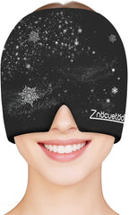 ZNÖCUETÖD Migraine Headache Relief Cap Hat Full Head ice Pack Wrap Cooling Gel Ice Beanie Hot/Cold Compress Hangover Cap for Sinus, Stress, Tension, Head Pain Relief, Gift for Women Men