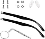 1 Pair Glasses Replacement Temple Black Eyeglasses Arms Leg Glasses Repair Kit Eyeglasses Replacement Accessories DIY Temples with Screw Washer Screwdriver Nose Pad Double Hinge for Sunglass