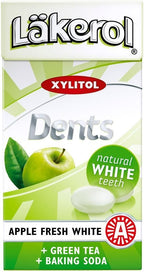 4 Boxes x 36g of Läkerol Dents Apple - Natural White Teeth - Original - Swedish - Sugar Free - Xylitol - Pastilles - Lozenges - Dragees - Drops - Candies - Sweets