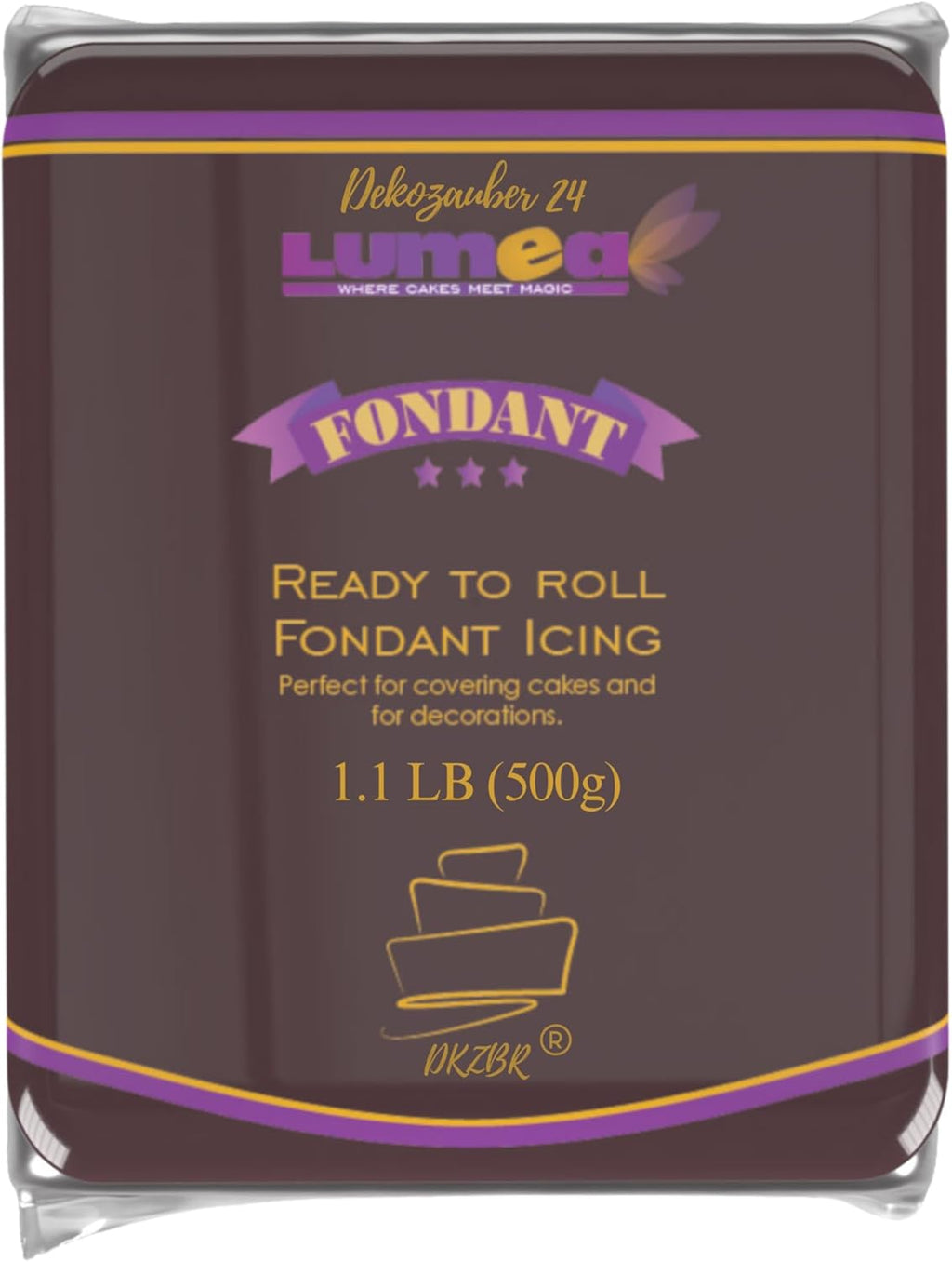 Dekozauber24 Fondant brown, 1.1 LB, for cakes and figurines, gluten free, slight vanilla taste, brown fondant icing ready to roll for edible cake decoration