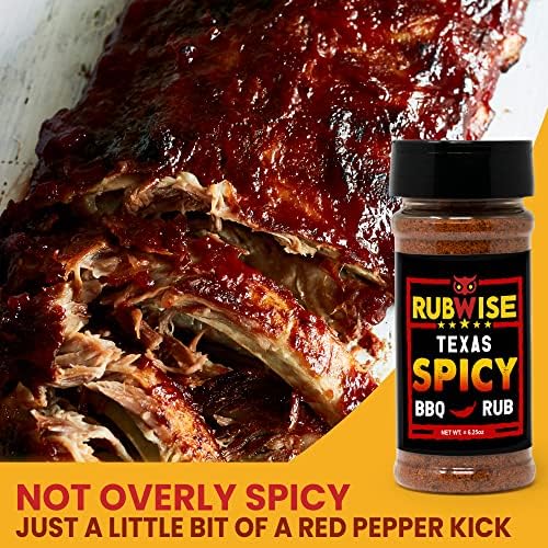 RubWise Texas Style Spicy BBQ Brisket Rub (1 lb) No MSG | Dry Spice Blend Seasonings for Smoking and Grilling | Meat Rubs for Smoker | Savory & Hot Seasoning for Beef, Burgers, Ribs, Steak, Chicken
