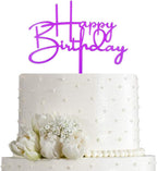 Happy Birthday Cake Topper for Birthday Party Decorations - Purple Acrylic
