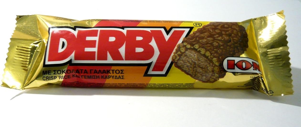 ION Derby - Greek Traditional Chocolate Bar with Crisped Rice and Coconut (20 Bars X 38g)