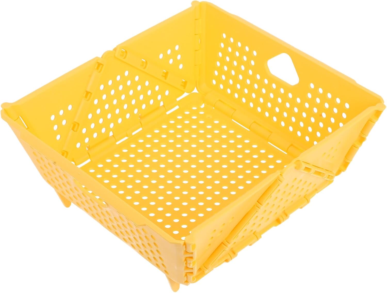 TIDTALEO Foldable Fruit Drain Basket Kitchen Strainer Plastic Drainer for Food Storage Yellow Collapsible Sink Colander for Vegetable Washing and Drying