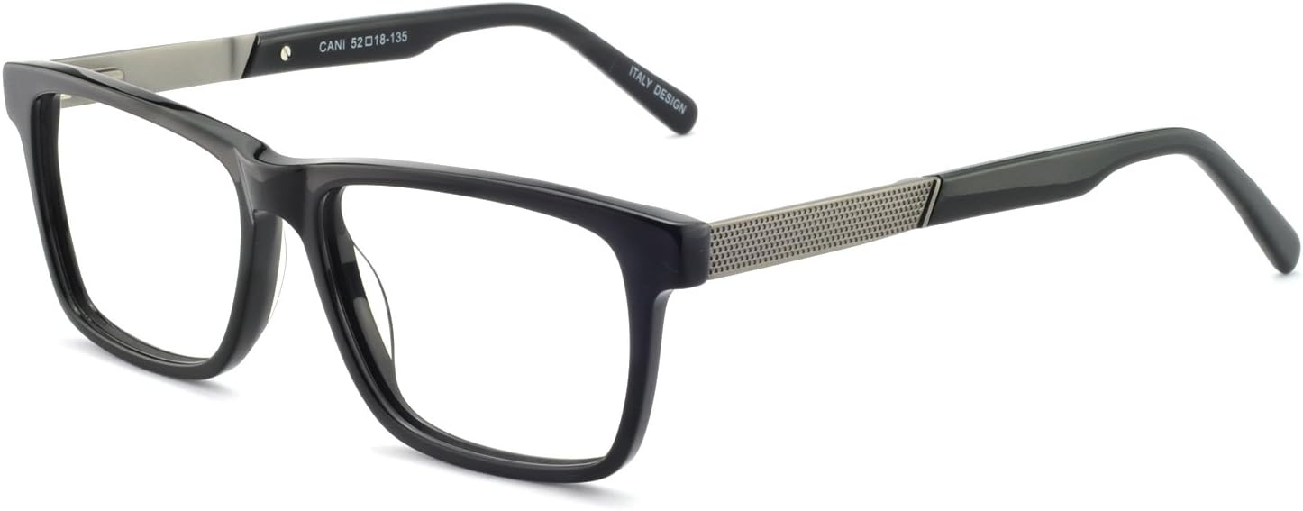 OCCI CHIARI Blue Light Filter Computer Glasses for Mens Rectangle Eyewear Clear Optical Eyeglasses Frame (M-OC7220 Black)