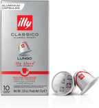 Illy Espresso Compatible Capsules - Single-Serve Coffee Capsules & Pods - Classico Lungo Roast - Notes Of Caramel, Orange Blossom & Jasmine Coffee Pods - For Nespresso Coffee Machines – 10 Count
