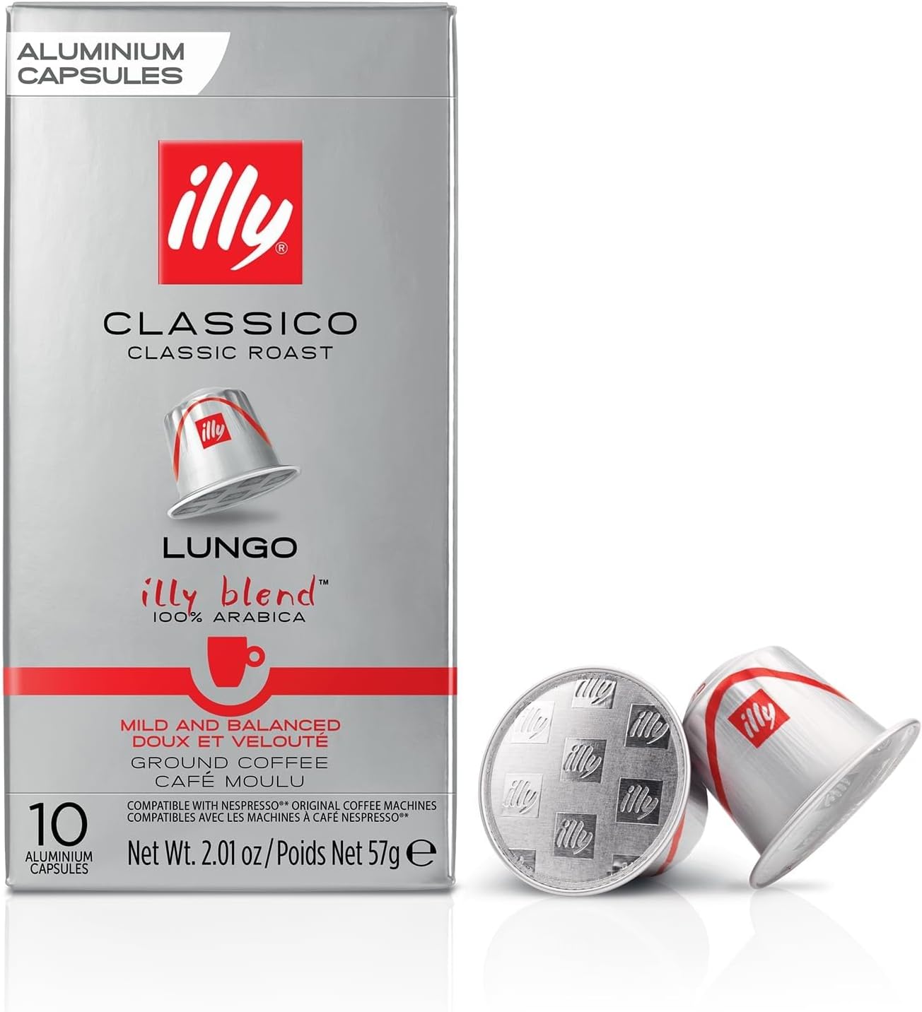 Illy Espresso Compatible Capsules - Single-Serve Coffee Capsules & Pods - Classico Lungo Roast - Notes Of Caramel, Orange Blossom & Jasmine Coffee Pods - For Nespresso Coffee Machines – 10 Count