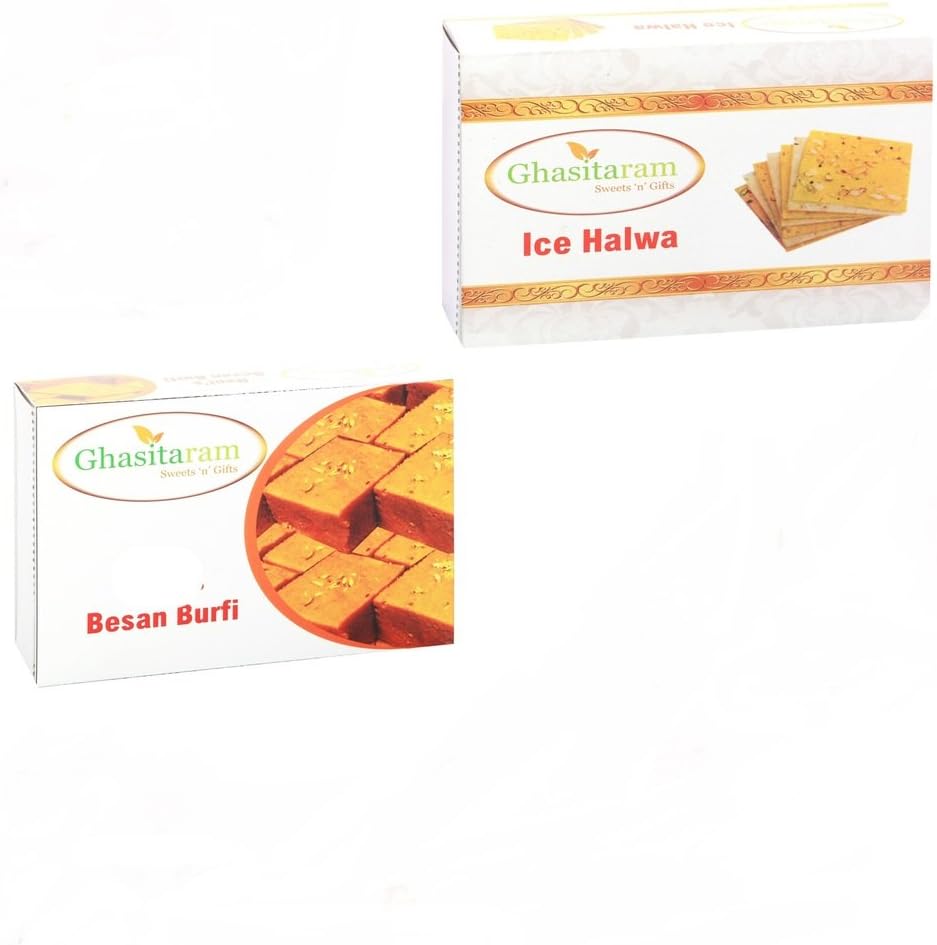 Ghasitaram Gifts Mithai Hampers - Besan Barfi and Ice Halwa