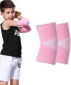 Luwint Kids Knit Elbow Brace Support Compression Arm Protection Sleeves for Volleyball Weightlifting Tennis Tendonitis, 1 Pair (Pink, Medium)