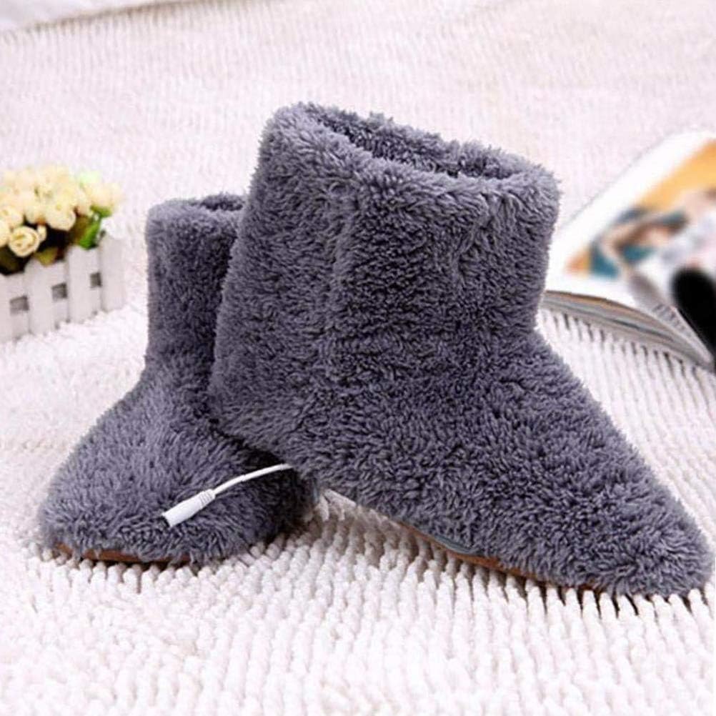 Soft Electric Heating Snow Boots Winter Foot Warmer Shoes USB Heating Shoes for Women, GrayOne Size/1 Pair, Suitable for Ice Fishing