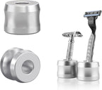 Linkidea 2 Pack Safety Razor Stand, Opening Dia 0.7" (18.5mm) Aluminum Alloy Men's Shaving Stand for Bathroom Countertops, Silver