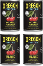 Oregon Pitted Red Tart Cherries, Canned Cherries, 14.5 oz Cans (Pack of 4), 3.62 lb Total, Made in Oregon
