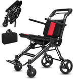 Wheelchairs for Adults,Transport Wheelchair Lightweight Foldable Chairs with Handbrakes,Portable Wheelchair Travel Wheel Chairs for Seniors,Walkers for Seniors Support 300lbs(Black)