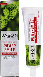 JASON Powersmile Whitening Fluoride-Free Toothpaste, Powerful Peppermint, 6 Ounce Tube