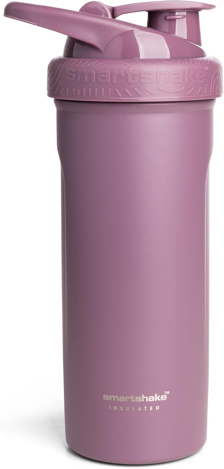 Smartshake Insulated Stainless Steel Blender Shaker Cup for Protein Mixes, Shakes and Pre Workout – 750ml 25oz Double-Walled Vacuum Insulated Water Bottle for Cold Drinks – BPA-Free (Dusty Plum)