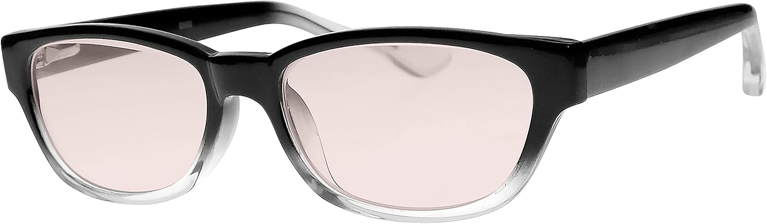 Real Glass Reading Glasses G502 with Pink Magnifying Lenses, UV Blocking Comfort Tint, 0.25 to 3.00 Diopter