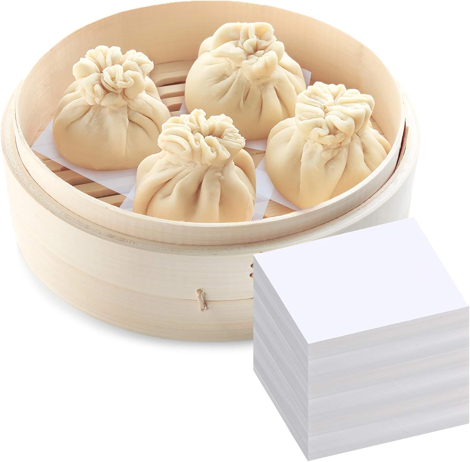Patelai 1500 Pcs Parchment Paper Squares 2.75 x 2.75 Inch Small Hamburger Patty Paper Nonstick Precut Wax Papers Bamboo Steamer Liner for Burger Patty Pancakes Cookies Candy Dumplings Baking Cooking